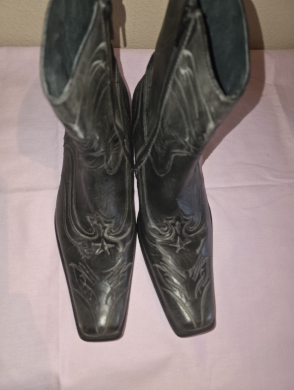 Men's Black Ankle Delli Aldo Leather Dress Boots, Size 8-1/2, Zipper Ankle.